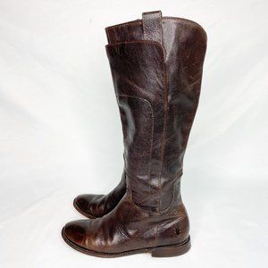 Frye Slate Paige Tall Leather Round Toe Riding Boot Brown Size 7B